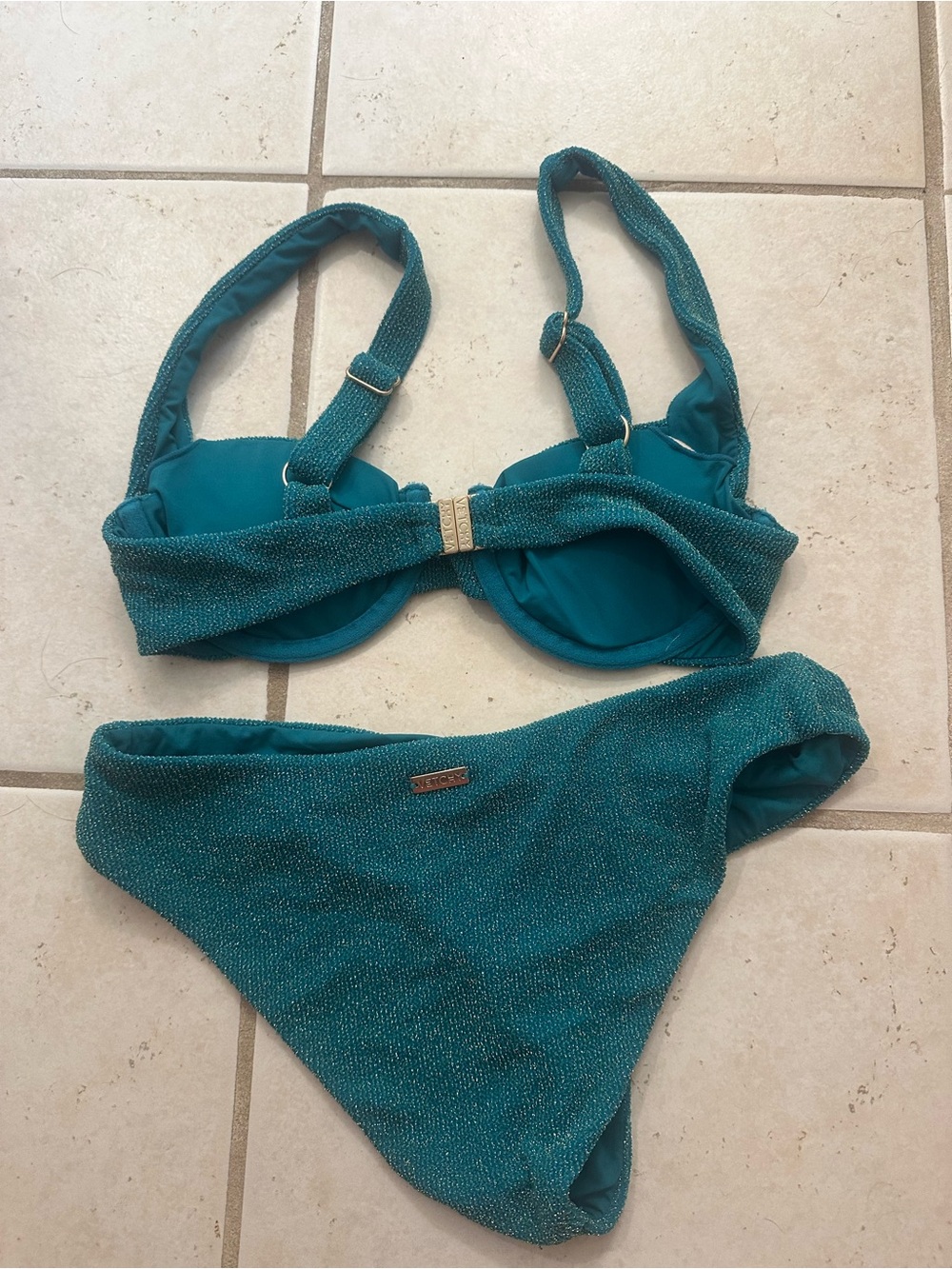 Women’s sparkly Teal  vetchy Bikini Set - super comfortable! - Picture 3 of 4
